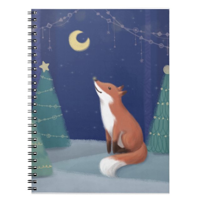 Caderno Espiral Feliz Natal: Fox Illustration Art (Frente)