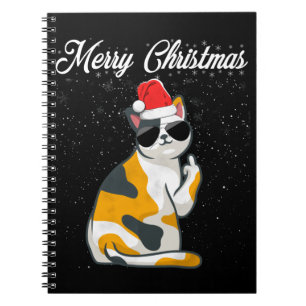 Caderno Espiral Feliz Natal Gato do Meio Dedo Rude Xmas Feio C