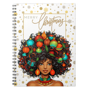 Caderno Espiral Feliz Natal Melanin Black Girl Magic Sis