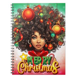Caderno Espiral Feliz Natal Melanin Women Black Girl Magic