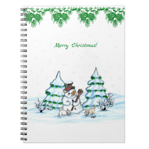 Caderno Espiral Feliz Natal! Neve com Cat e Puppy