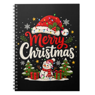 Caderno Espiral Feliz Natal Papai Noel Vermelho Luzes de Natal