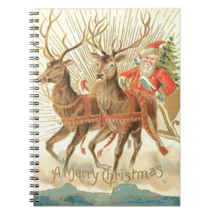 Caderno Espiral Feliz Natal (Papais noeis e sua Reindeer)
