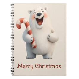 Caderno Espiral Feliz Natal Urso Polar Fofo Design