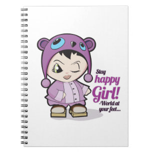 Caderno Espiral Feliz notebook para meninas