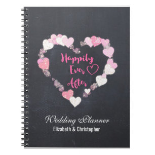 Caderno Espiral Feliz Nunca Após Planner De Casamento De Corações 