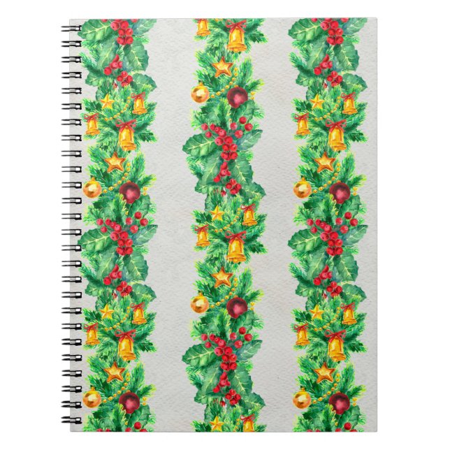 Caderno Espiral Feliz padrão de natal sem descontinuidades com ter (Frente)