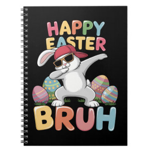 Caderno Espiral Feliz Páscoa Bruh Irmão Coelho Divertido Dabbing C