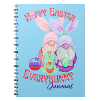 Caderno Espiral Feliz Páscoa para todos os coelhinhos e gnomo