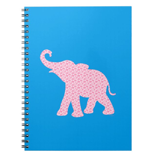 Caderno Espiral Feliz Pink Elephant-Art Pattern Cute (Frente)