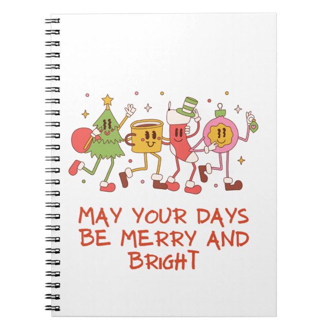 Caderno Espiral feliz retrógrada e brilhante (Frente)