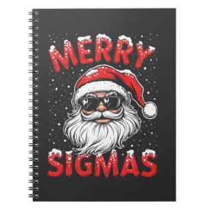 Caderno Espiral Feliz Sigmas Engraçado Gen Alpha no Natal da escol
