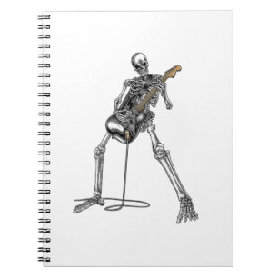 Caderno Espiral Feliz Skeleton Guitar Cara Spookie Halloween