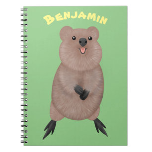 Caderno Espiral Feliz sorriso, design de desenho animado de quokka