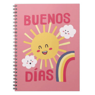 Caderno Espiral Feliz Sun Nursery Art em espanhol Poster