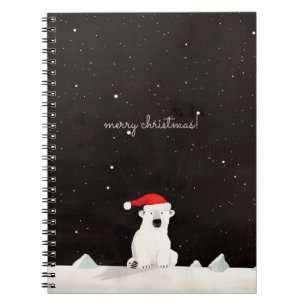 Caderno Espiral Feliz Urso Polar de Natal!