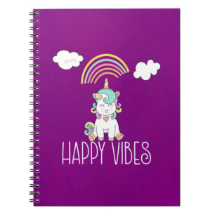 Caderno Espiral Feliz Víblias Cortes Sorrindo Unicórnio