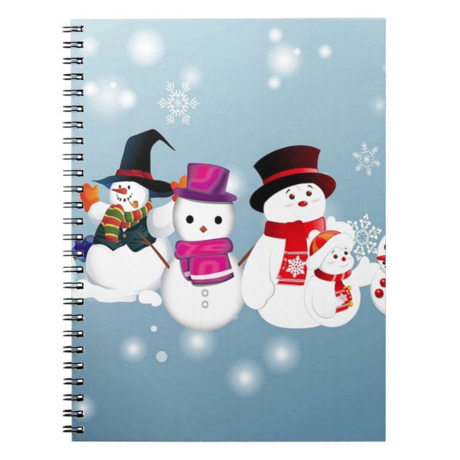 Caderno Espiral Felizes Feriados Snowmen (Frente)