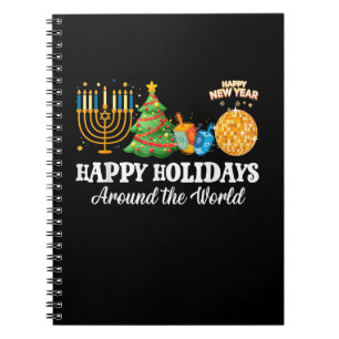 Caderno Espiral Felizes Férias Em Torno Da Família Natal Mundial M