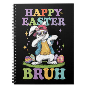 Caderno Espiral Felz pascoa Bruh Funny Dabbing Bunny Rabbit
