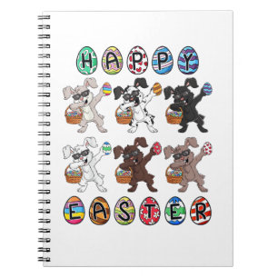Caderno Espiral Felz pascoa Dia Dabbing Rabbits Ovos Rapazes