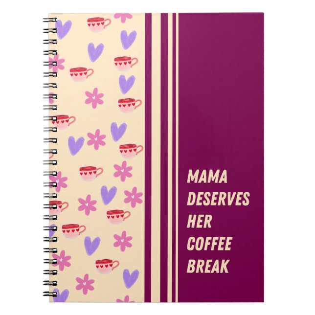 Caderno Espiral Feminine Stripes Mama Café Break Art (Frente)