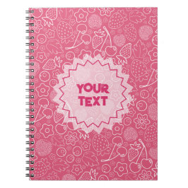 Caderno Espiral Feminino Morango Cereja Rosa Moderno.