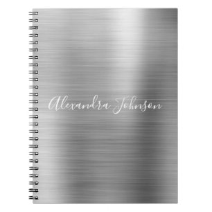 Caderno Espiral Feminino profissional luxuoso da folha de prata