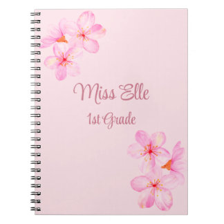 Caderno Espiral Feminino Rosa Floral Personalizado 