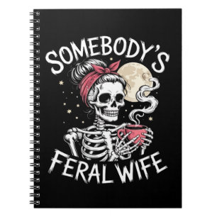 Caderno Espiral Feral Funny Coffee Amplia Bebendo Piada Crânio