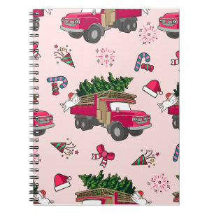 Caderno Espiral Feriado da família de Natal suave e brilhante