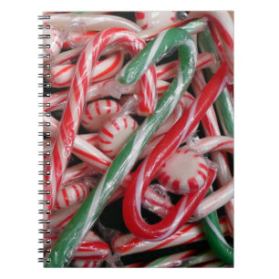 Caderno Espiral Feriado de Natal Candy Canes and Peppermints
