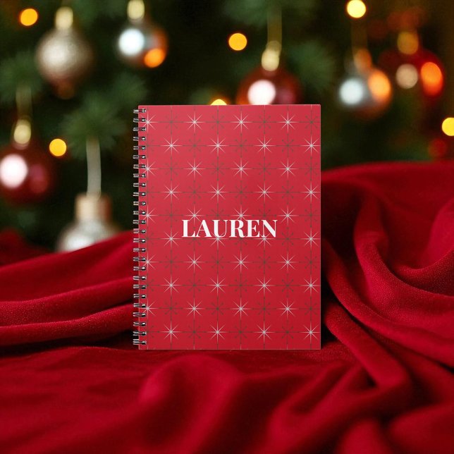 Caderno Espiral Feriado Moderno do Meio século Verde Vermelho (Criador carregado)