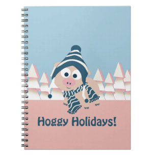 Caderno Espiral Feriados Hoggy! Porco Inverno