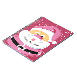 Caderno Espiral Férias de Natal Santa Claus, cor-de-rosa,