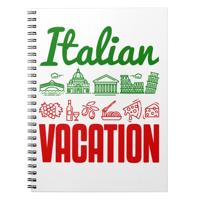 Caderno Espiral Férias Italianas Trip Viagem Souvenir (Frente)
