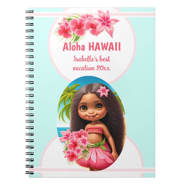 Caderno Espiral Férias Personalizadas para Menina de Calça de Tiki (Frente)