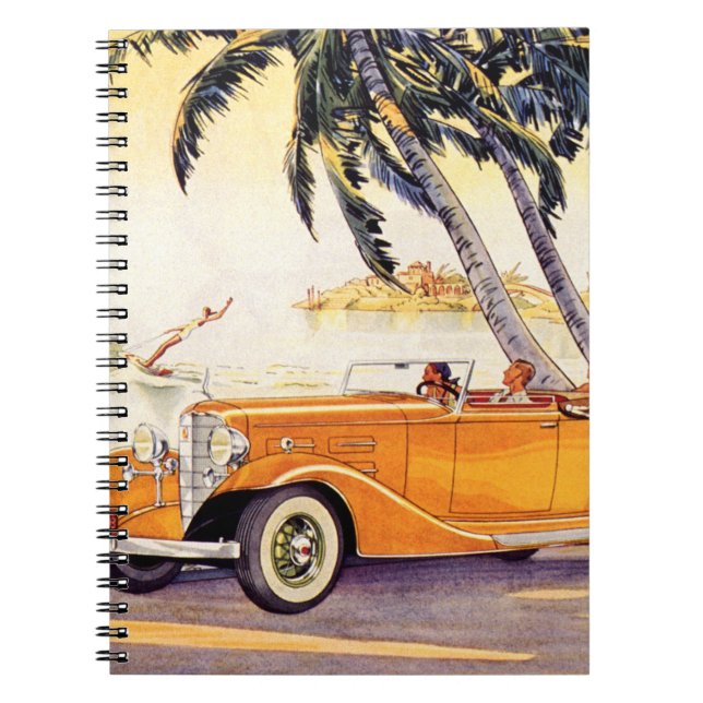 Caderno Espiral Férias Vintage em Carro Convertível (Frente)