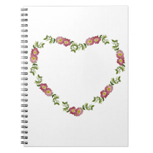 Caderno Espiral Ferida Vintage em Forma de Coração de Flores para