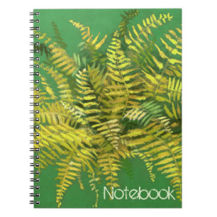 Caderno Espiral Fern, floral, personalizável, verde, azul e verde