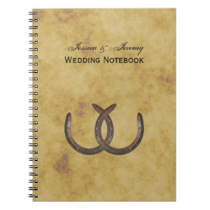 Caderno Espiral Ferraduras rústicas Diário afligido do casamento