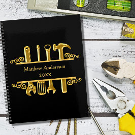 Caderno Espiral Ferramentas de ouro negro reparos em casa negócios