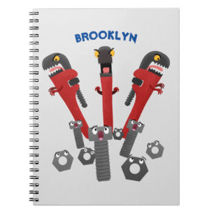 Caderno Espiral Ferramentas engraçadas de monstro de wrench