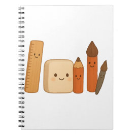 Caderno Espiral Ferramentas escolares adoráveis - Transparente e b