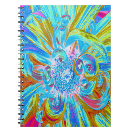 Caderno Espiral Fesestivo Chartreuse e Blue Dahlia Flores