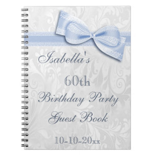 Caderno Espiral Festa de 60 Anos Damask e Laço