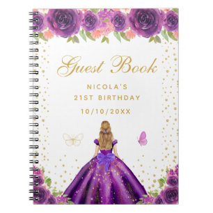 Caderno Espiral Festa de Aniversário da Princesa de Cabelo Loiro c