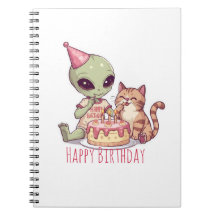 Festa de Aniversário de Gato Alien Cartoon