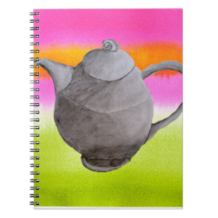 Caderno Espiral Festa de chá Arty Teapot Rainbow