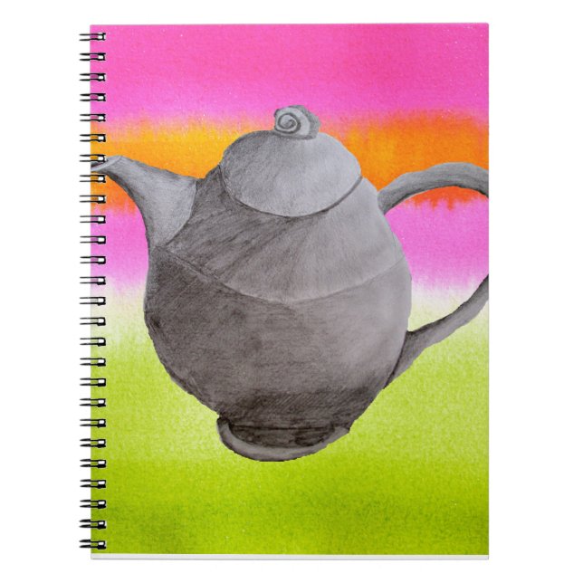 Caderno Espiral Festa de chá Arty Teapot Rainbow (Frente)